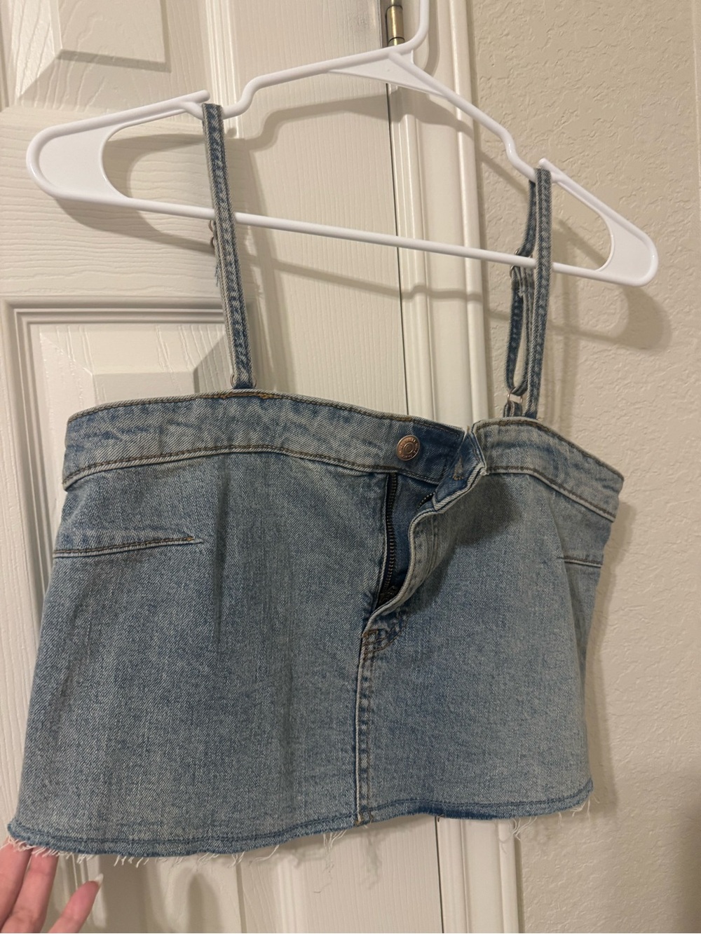 wild fable Light Blue Denim Crop Tank with Straps